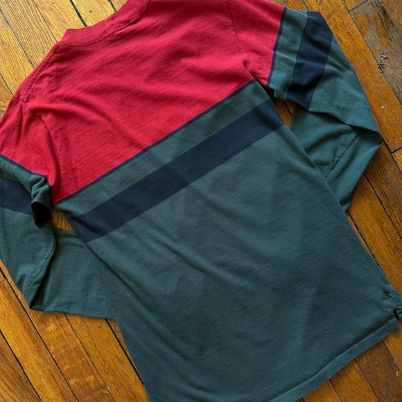 Vintage 80s Polo by Ralph‎ Lauren Made USA Men Red Green Navy Long Sleeve Shirt - Picture 6 of 7